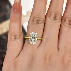 18k Yellow Gold 3.5ct Oval Cut Diamond 925 Engagement Wedding Ring Anniversary